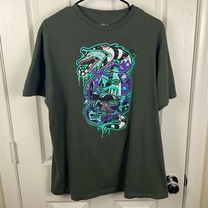 Beetlejuice Geek Fuel Men’s Charcoal Gray Graphic T-Shirt, Size XL